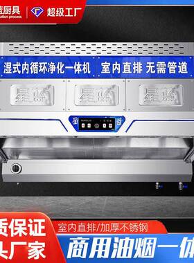 不锈钢室内直排油烟净化一体机商用大吸力直排油烟机餐饮一体机