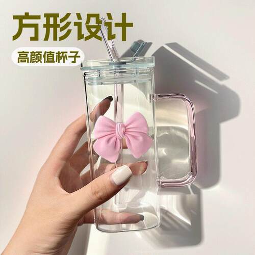 Bowknot Transparent Glass Cup 1PC Heat-Resistant