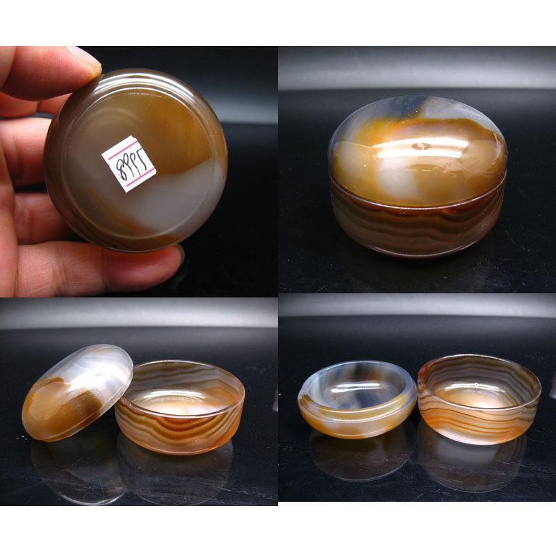 正品然玛香盒笔瑙洗天摆件玉髓印泥调色密封性盒首饰盒胭脂盒茶杯图片