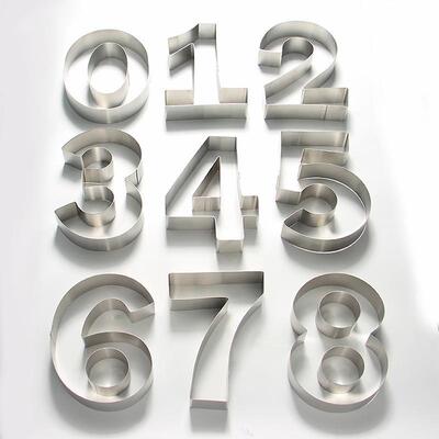 大号不锈钢0-8数字慕斯圈烘焙曲奇饼干切模具9件套套装蛋糕工具