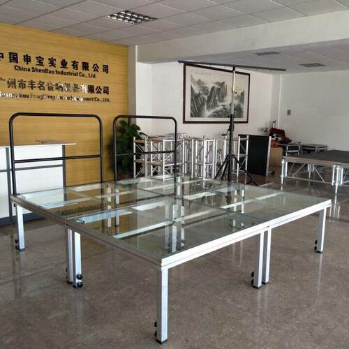 玻璃简易舞台卡扣快装活动钢化玻璃舞台工厂出售出口舞台stage