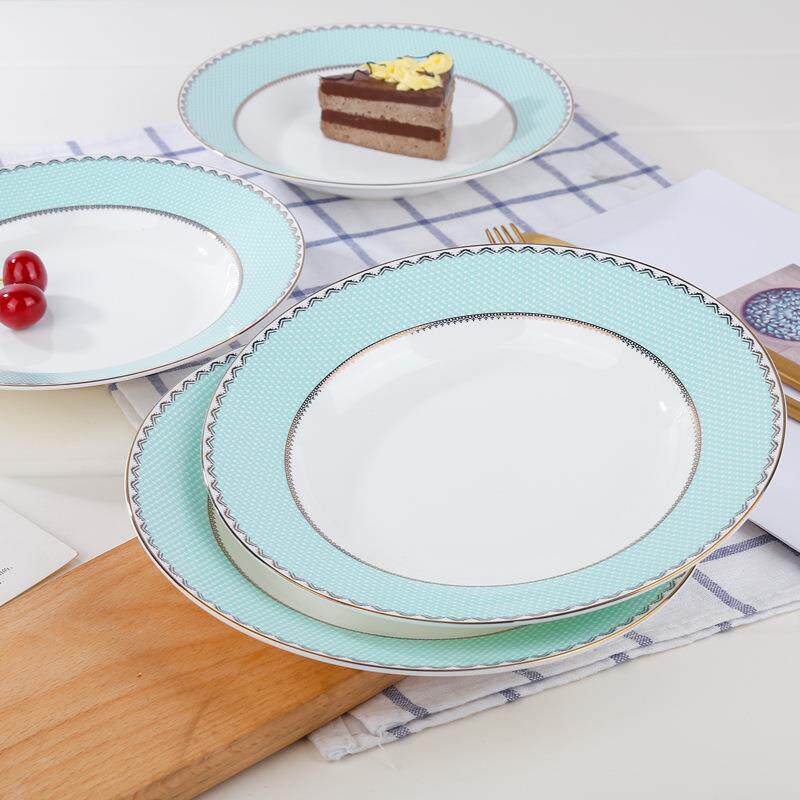思佰得骨瓷餐盘家用中式深汤盘饭盘水果甜品凉菜盘陶瓷餐具四件套