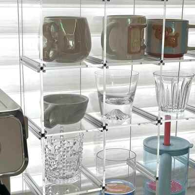 in风亚克力置物架桌杯面收sZS-24-00纳分格架多层多功能茶纳杯收