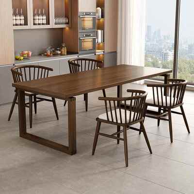蜡XAW比木型莫恩小户餐桌全实木餐桌椅组合家用客厅长方形白家用