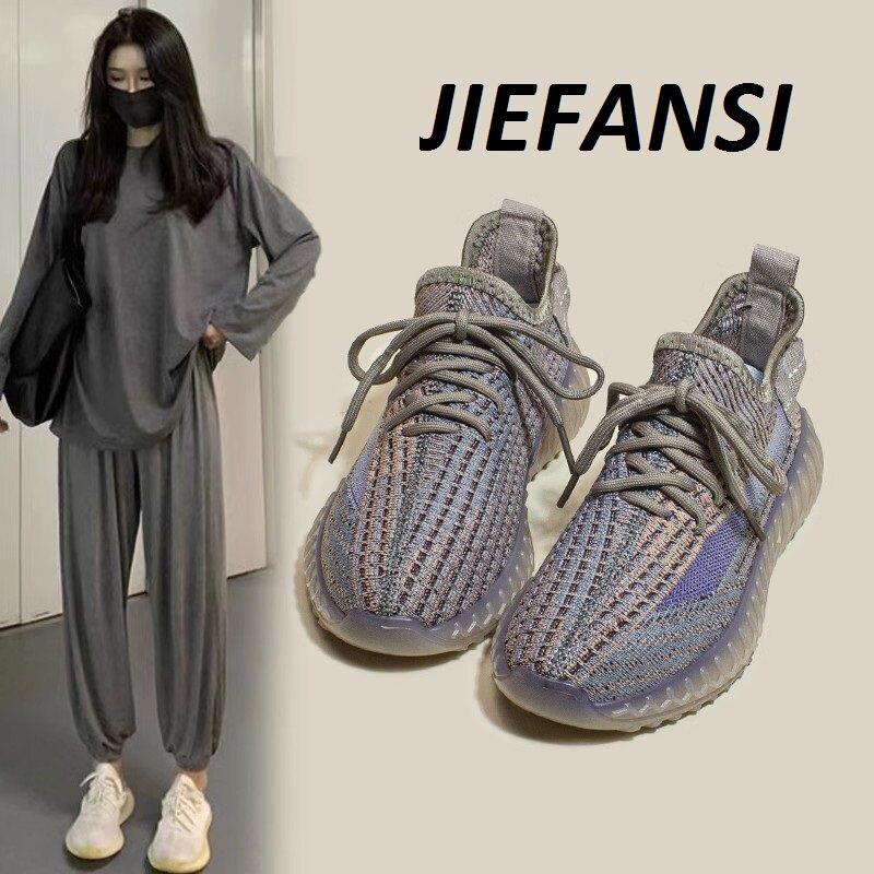 JIEFANSI香港2025新款情侣鞋春季透气飞织椰子跑步鞋休闲 运动鞋