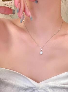 轻奢小众简约锆石水滴形项链女韩系百搭气质锁骨链高级感网红颈链