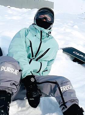 AK版防水滑雪服套装情侣款大码立领滑雪裤子上衣零下30°加大加