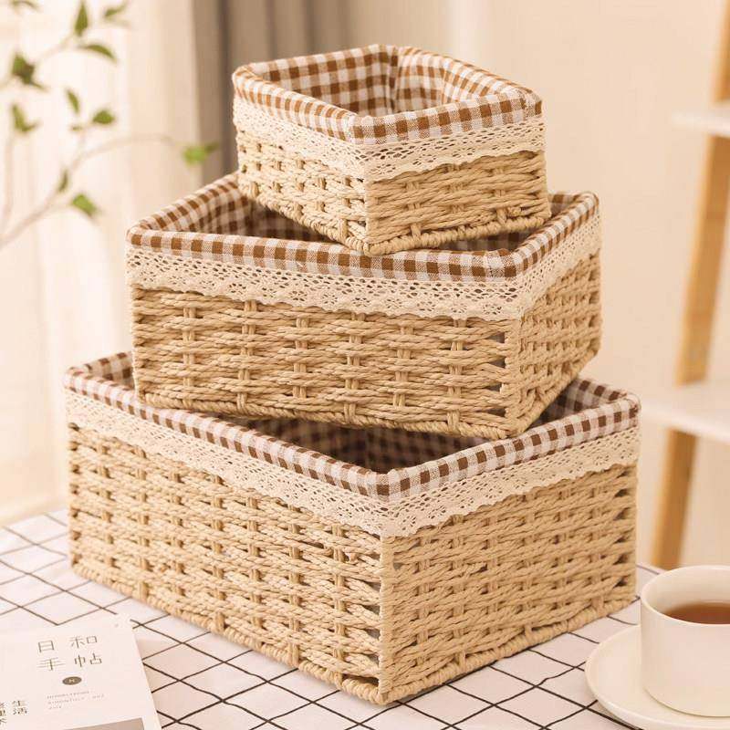 日式风收纳筐高级感收纳筐收纳盒桌面化妆品零食钥匙置物篮遥控器,收纳整理,桌面收纳盒,淘宝优惠券,粉丝福利购,淘宝优惠卷