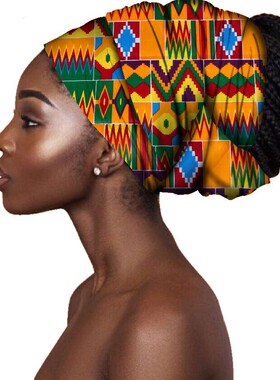 50*180 全棉非洲蜡染印花头巾民族包头巾围巾饰品African turban