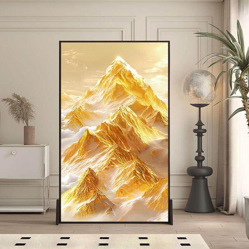 新中式铝合金屏风隔断办公室入户对门客厅玄关卧室遮挡可移动座屏