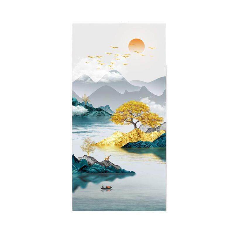 2024新款高端玄关过道走廊入户新中式意境水晶山水风景画装饰挂画
