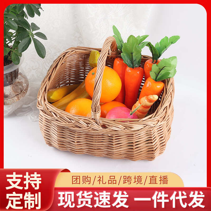 篮鸡蛋收纳手花篮藤编手提柳编野餐礼品月子编织篮子伴水果篮田园