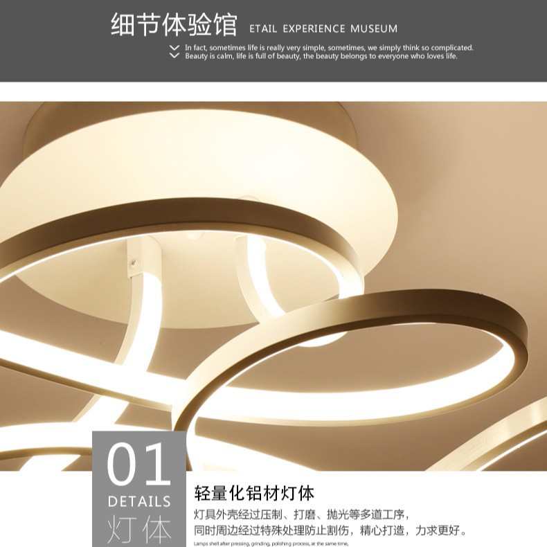 现代大气灯 书房家用吸顶灯个性餐厅led灯客厅简约灯黑白卧室创意