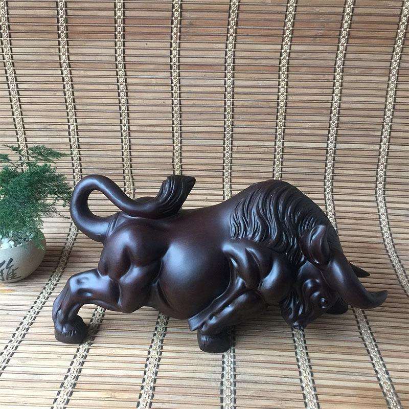 黑檀木牛摆件 福牛十二生肖家居办公木雕摆件装饰品牛气冲天图片