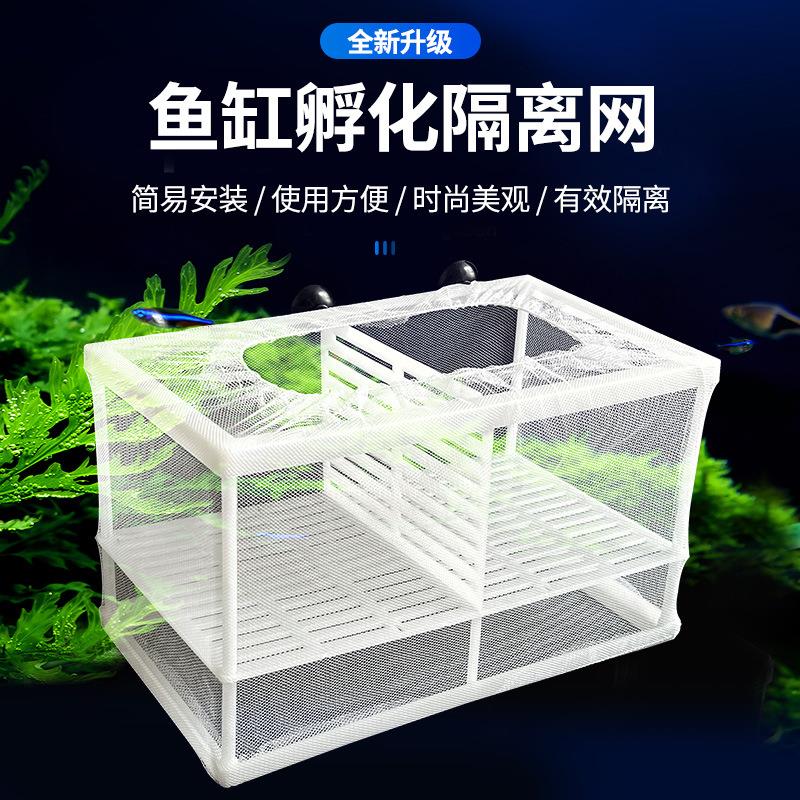 鱼缸隔离网水族箱隔离盒孔雀鱼仔斗鱼孵化盒繁殖箱悬浮式保护小鱼