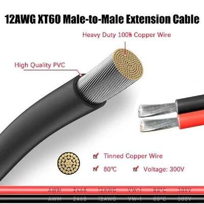 XT60 Male to Male Extension Cable Cord for Energy Storage