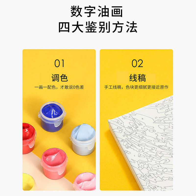 diy数字油画风景花卉涂色填充减压挂画手工画手绘客厅装饰油彩画
