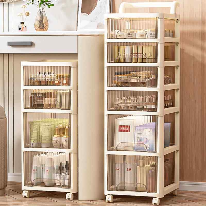 抽屉式化妆品收纳柜家用桌下面移动面膜防尘储物盒化妆室置物架子