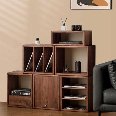 7K黑胡桃家木定制具SCT实木书柜自组合柜电视架书架由客厅收小纳