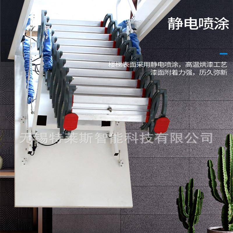 无锡电动伸缩楼梯厂家家用别墅阁楼伸缩梯复式隐形折叠梯
