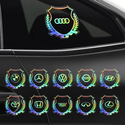 汽车VIP麦穗标志侧标镭射车标贴 三角窗个性创意车身装饰贴纸用品