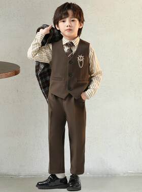 童装春秋新款韩式英式男主装花女男表演服