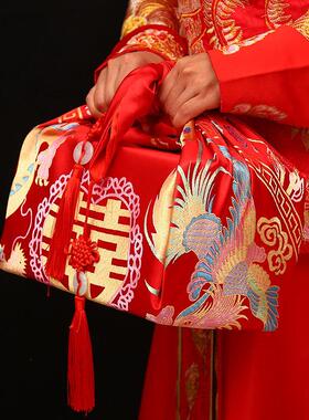 婚庆用品喜盆包裹布新娘陪嫁收纳红色结婚单双层包袱皮结婚