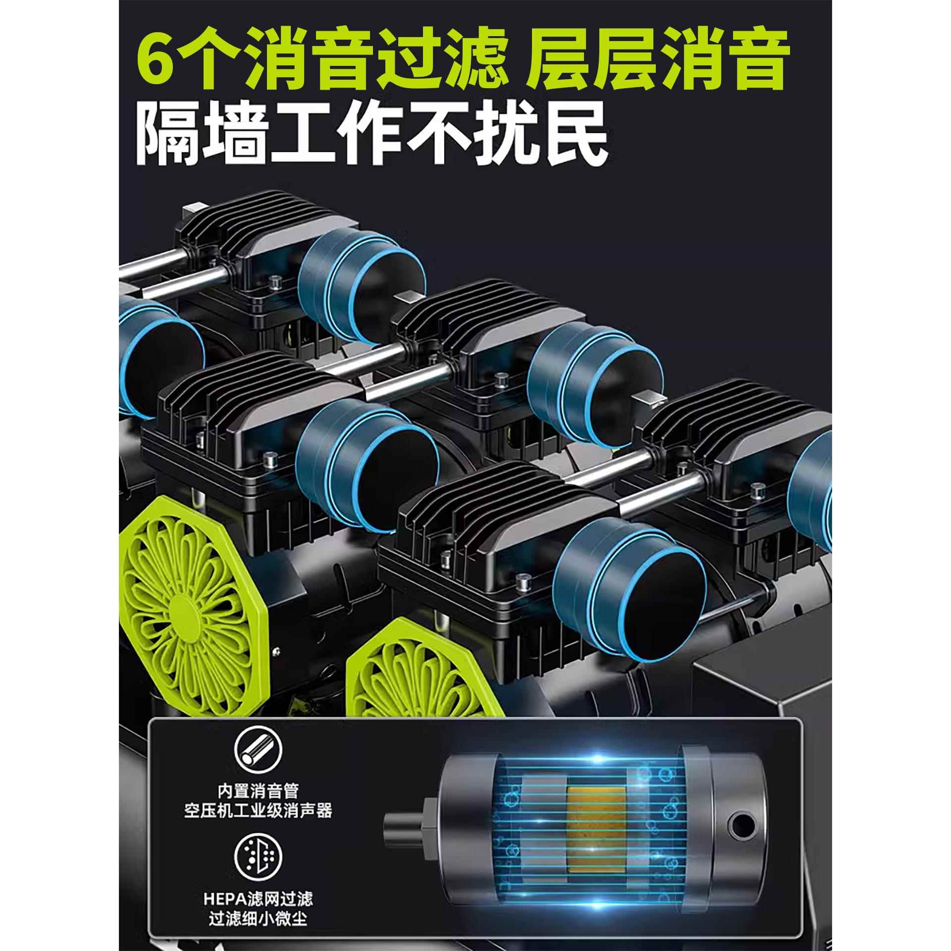 空压机气静音无油泵小型2ZP-KYJ-00v工2业级空压缩机便携木工高压