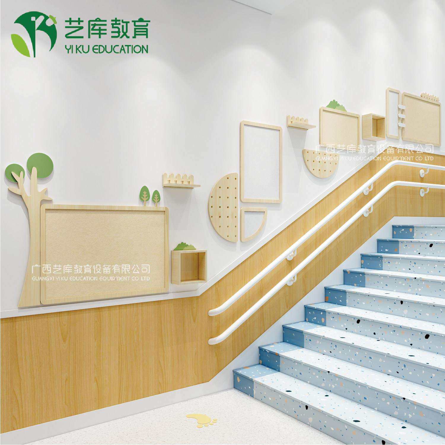 幼园走楼梯文化墙毛毡儿YK925板展示板示栏环廊创公布置成品墙面