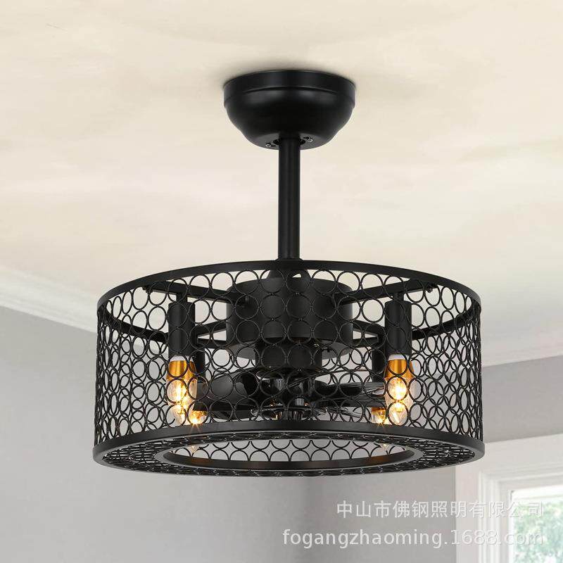 美式风扇灯工业风吸顶灯风扇吊灯复古吊扇商用电风扇餐厅仿古灯具