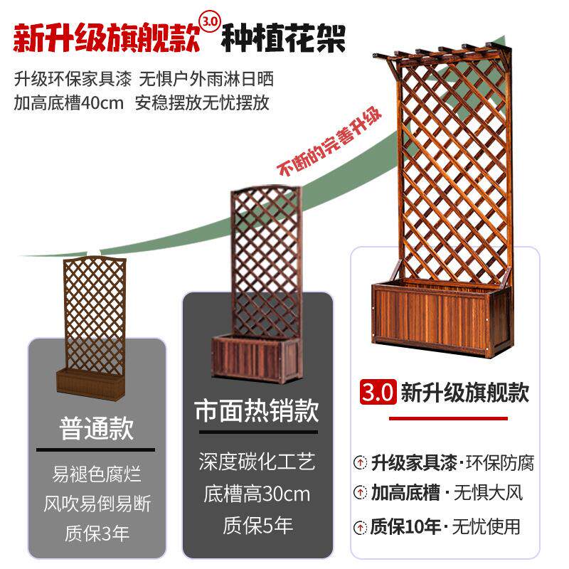 阳台花架外庭院防腐木围栏栅架室户外隔断花栏83箱爬藤花园装饰西