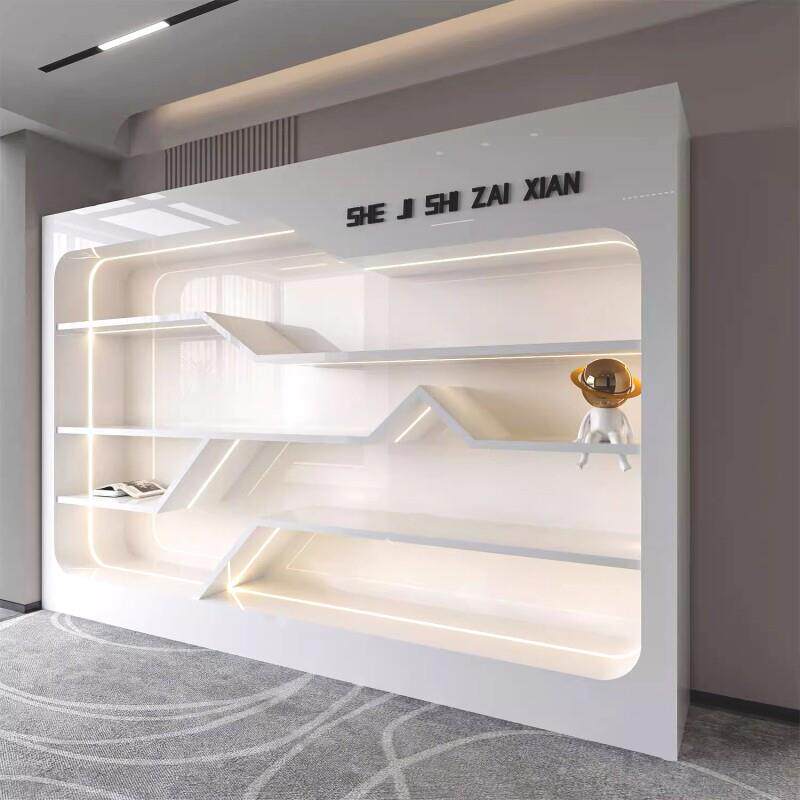 烤漆展示柜公司荣誉墙展示架展厅装修科技感精品柜展示化妆品柜