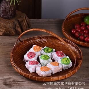 竹编收纳小篓子农村老式竹篮子零食水果收纳筐手工迷你工艺竹编篮