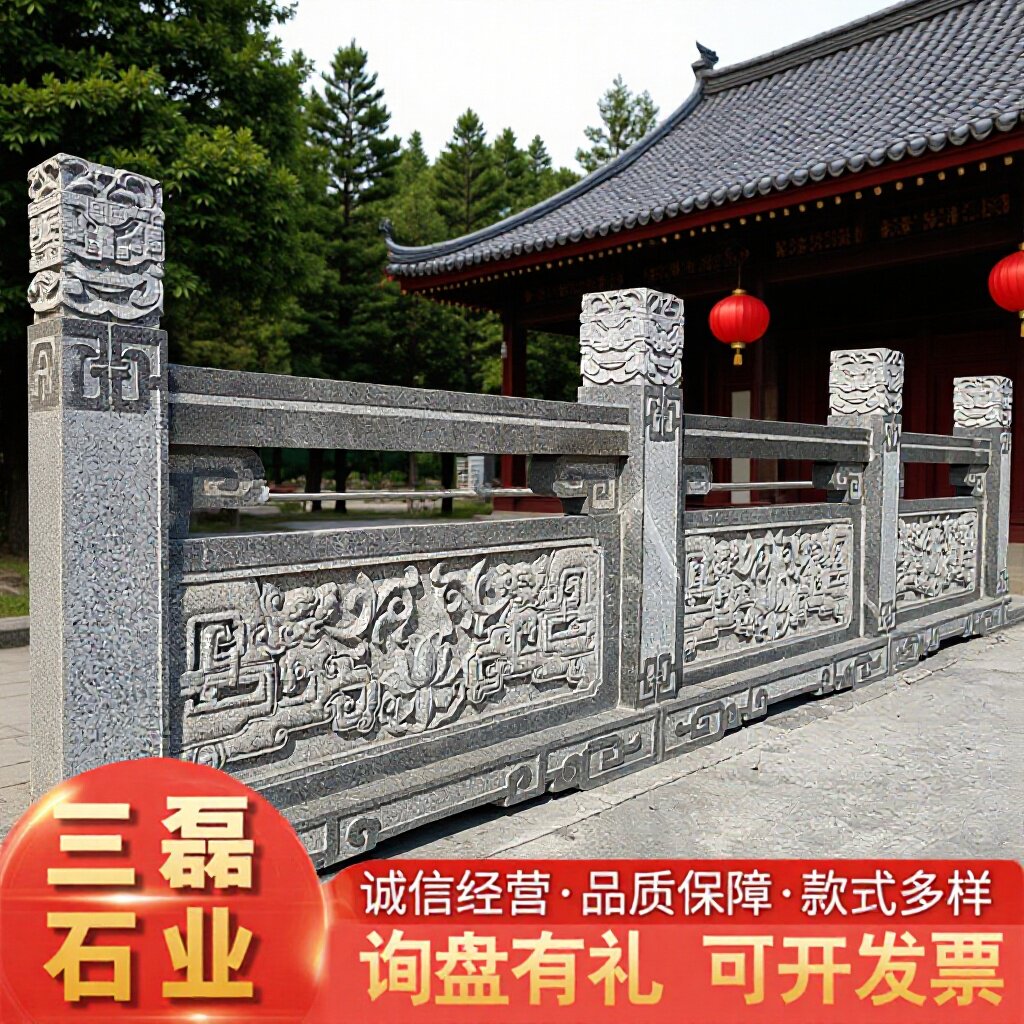 厂家直发大理石护栏河道花岗岩石材栏杆园林堤坝桥梁石雕防护栏
