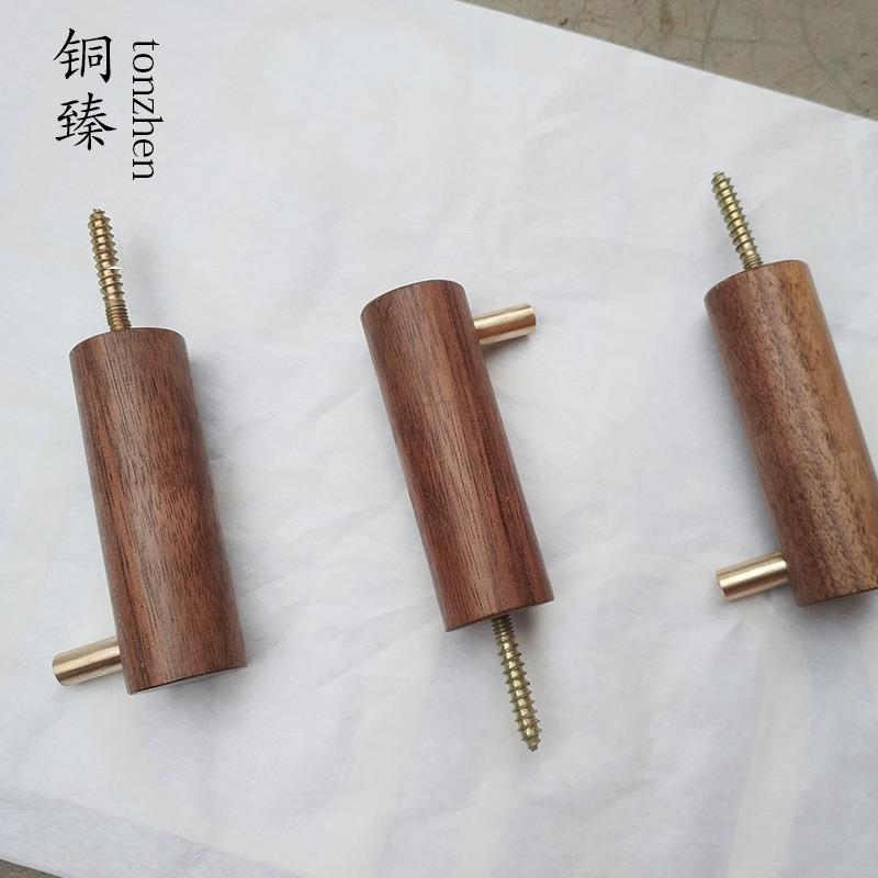 实木挂钩木头木质墙壁打孔进门挂衣钩单卧室衣帽装饰黑胡桃木挂钩