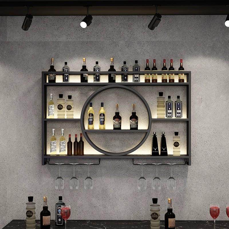 吧台酒柜墙上壁挂式酒架工业风家用新款铁艺酒架酒吧餐厅酒架挂墙