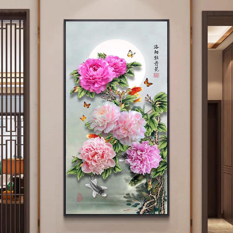 蒙娜丽莎十字绣2024新款线绣客厅牡丹花开富贵玄关过道手工自己绣
