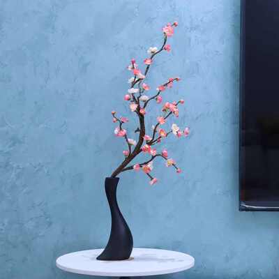 新中式仿真花梅花腊梅干枝复古陶瓷花瓶玄关客厅酒店轻奢装饰摆件