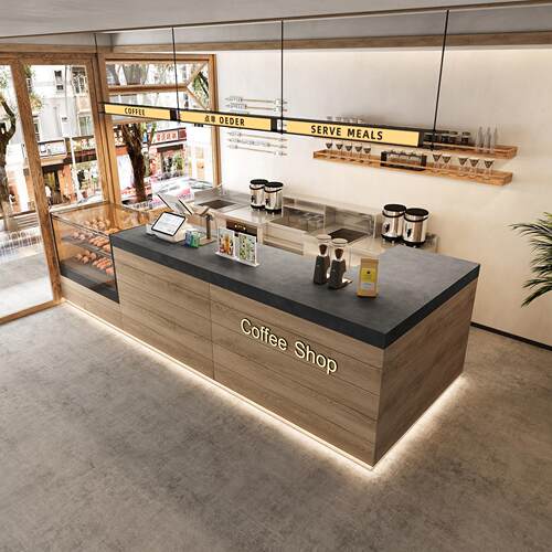 齐家咖啡店收银柜台面包店吧台蛋糕甜品店前台桌酒店接待台柜台个