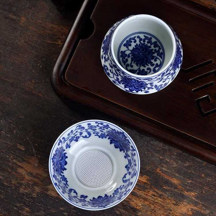 七丞堂景德镇复古青花缠枝莲茶漏陶瓷茶滤家用茶隔全瓷一体过滤网,餐饮具,茶滤,淘宝优惠券,粉丝福利购,淘宝优惠卷