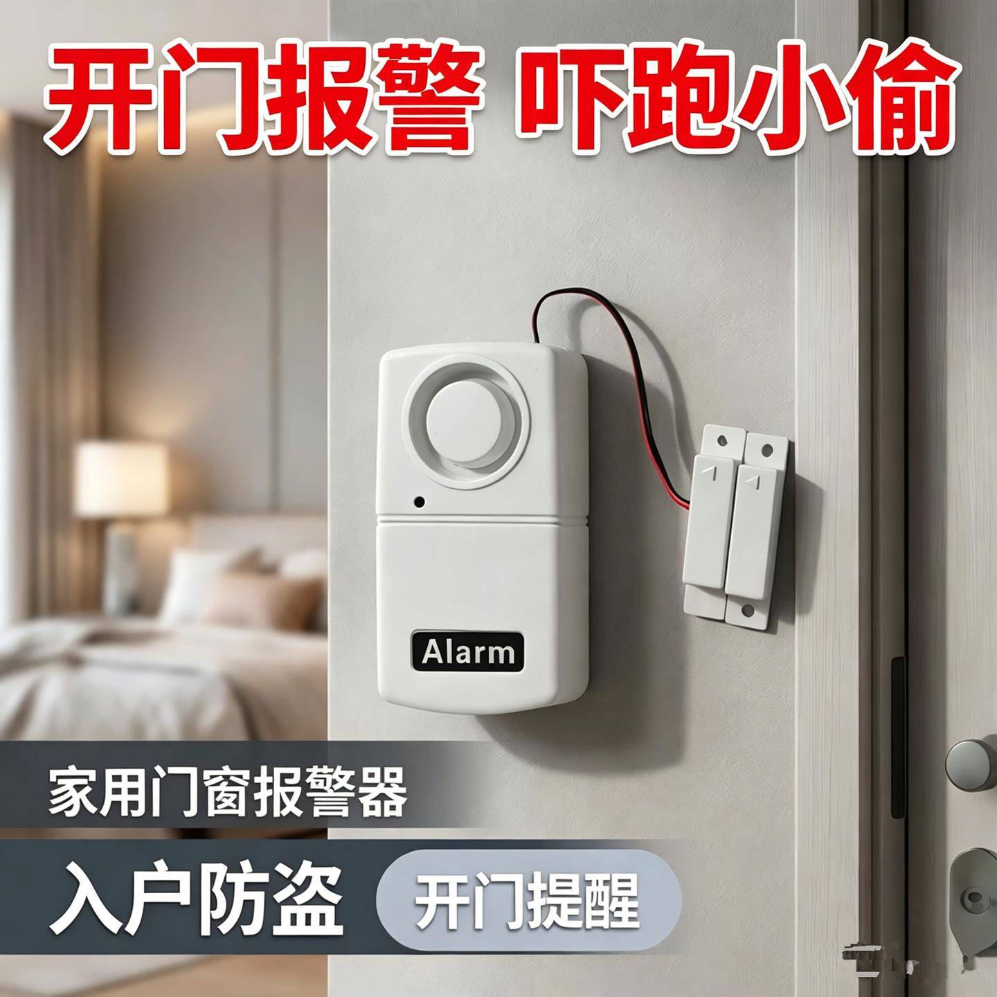 家用门窗报警器门磁吸警报器入户防盗门感应防贼报警器开门提醒器