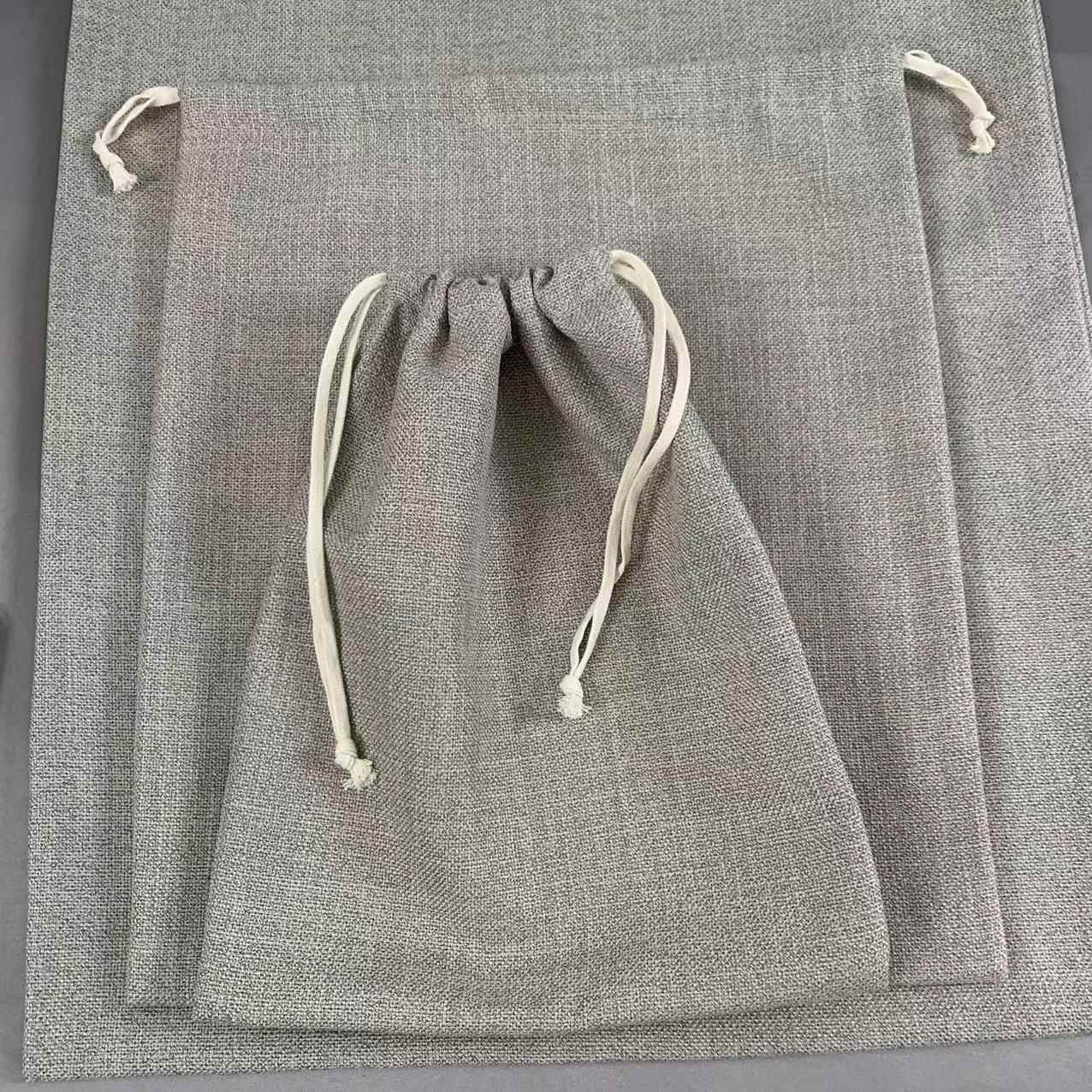 抽绳收纳袋纯色棉布帆布束口袋防尘耐磨旅行整理衣服鞋子户外布袋