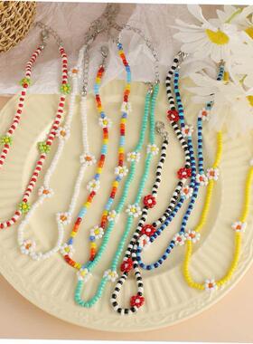 Flower Colored Daisy Necklace women 彩色小雏菊choker颈炼女