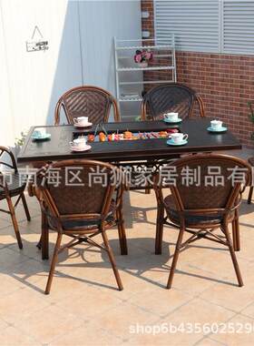 ZF2021C户业闲外桌椅休套编藤椅三件阳台室外庭院商街奶茶竹滕椅