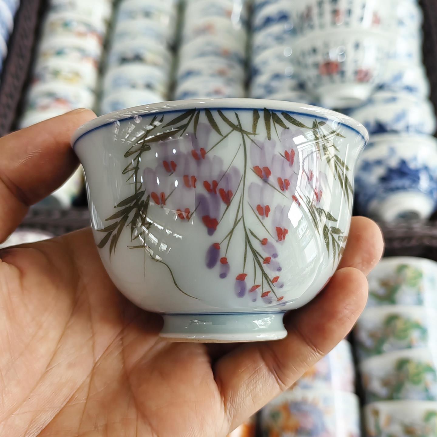 高档手绘主人杯景德镇陶瓷青花瓷粉彩彷古功夫茶具茶杯单杯品茗杯