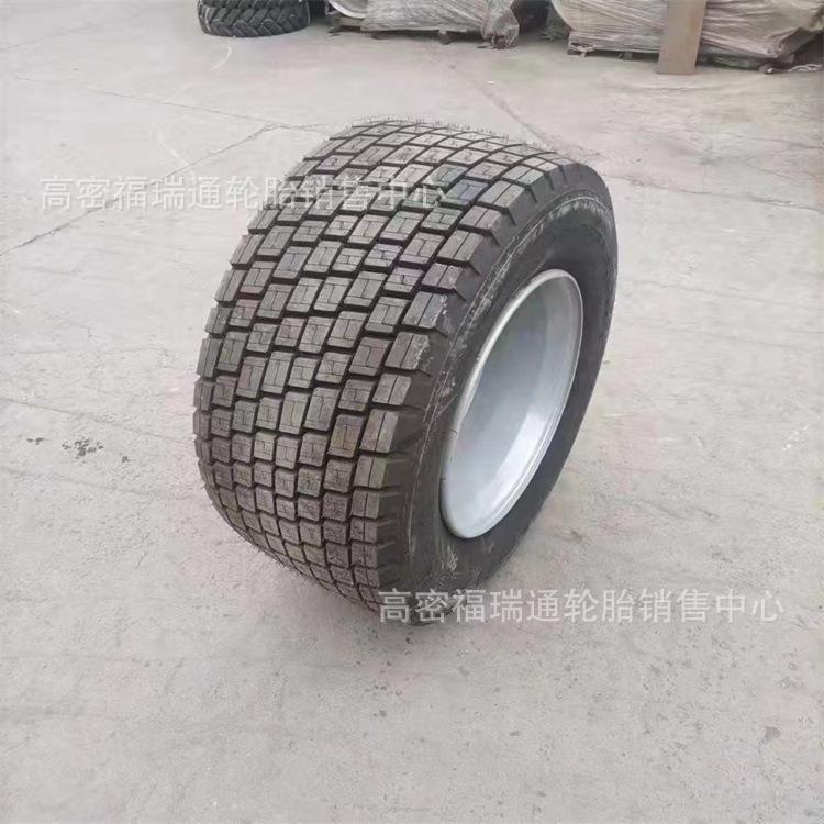 工程轮胎445/45R19.5全钢丝子午线拖板车修井机真空耐磨块花轮胎