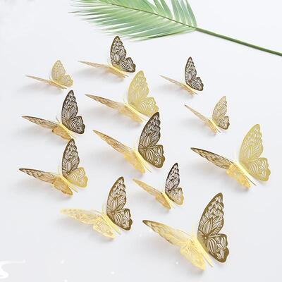 12PCS Butterfly Cake Decor Happy Birthday Cake Toppers0