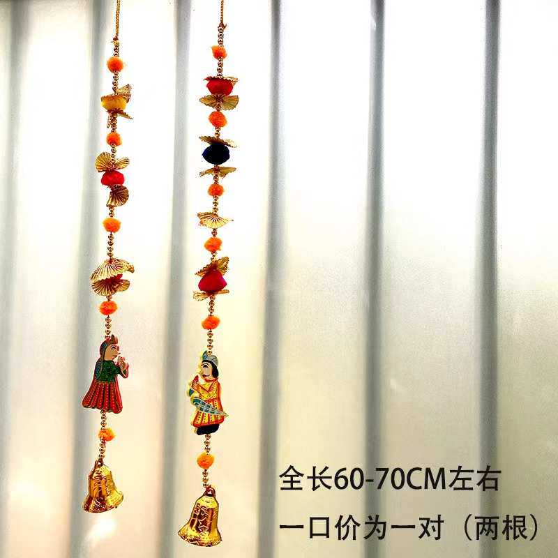 手装饰艺馆小象铃铛民宿铜印度门帘串彩绘挂帘工布串镜片瑜珈风铃