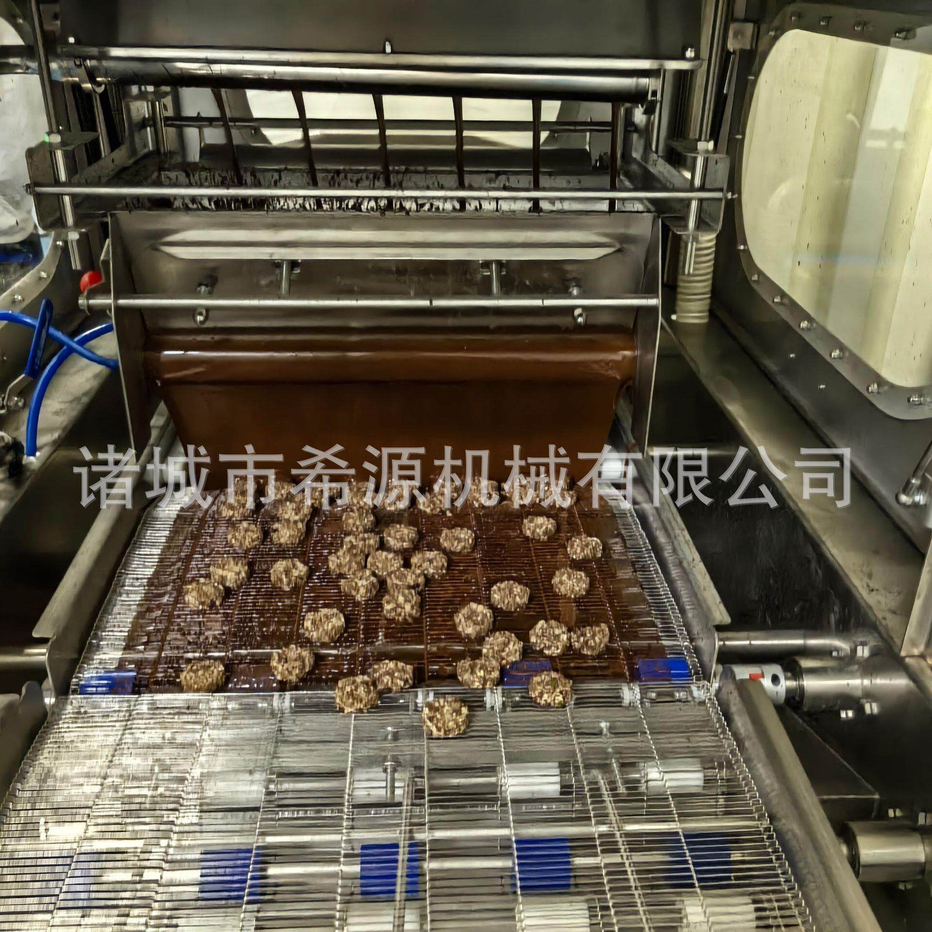 泡芙巧克力涂层机 饼干面包裹涂巧克力设备 加热保温 分段网带