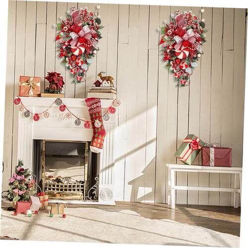 Christmas Wreath Candy Cane Artificial Wreath Window